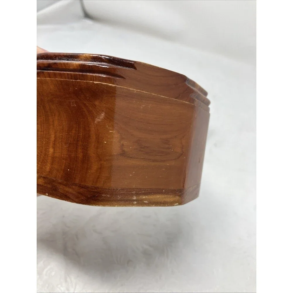 2 Wood Treasure Trinket Box Hinged Lid (Hand Painted Floral Black & Brown Cedar)